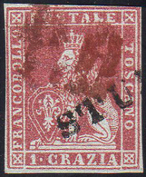 1851 - 1 Crazia Carminio Bruno Su Grigio (4e), Perfetto, Usato, Usato Con Annullo "P.D." In Rosso E ... - Tuscany