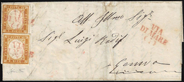1863 - VIA DI MARE I, Punti 6 - 10 Cent. (14Dg), Due Esemplari, Perfetti, Su Lettera, Imbarcata Sul ... - Sin Clasificación