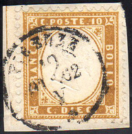 1862 - 10 Cent. Bistro Oliva, Bordo Di Foglio Con Linea Di Riquadro E Foro Di Registro Parziale (1lc... - Andere & Zonder Classificatie