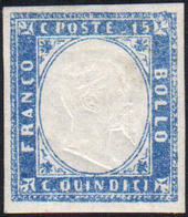 1863 - 15 Cent. Azzurro Grigio (11e), Gomma Originale, Perfetto. Cert. Sorani.... - Andere & Zonder Classificatie