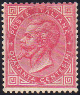 1863 - 40 Cent. Rosso Carminio De La Rue, Tiratura Di Torino (T20), Discreta Centratura, Gomma Integ... - Autres & Non Classés