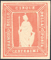 1862 - Saggi Thermignon, 5 Cent. Bruno Rossastro Chiaro (Unif. 6, Bolaffi N.SIII/A), Perfetto. Splen... - Otros & Sin Clasificación