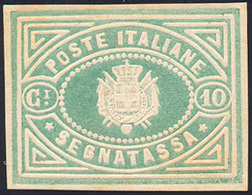 1864 - 10 Cent. Saggio Re, Segnatasse, Verde Chiaro, Gomma Originale, Perfetto. Ferrario. (Unif. N.4... - Otros & Sin Clasificación