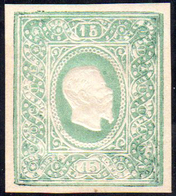 1864 - 15 Cent. Saggio Re, Ovale Riquadrato, Verde (Unif. 31), Lieve Piega, Gomma Originale. Ferrari... - Otros & Sin Clasificación