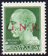 1943 - 20 Lire Soprastampa G.N.R. Di Brescia Del I Tipo (487/I), Gomma Integra, Perfetto. Raro! Grio... - Other & Unclassified