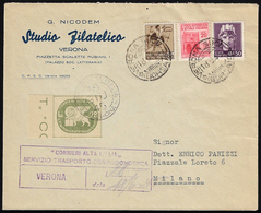 CORALIT 1945 - 28 Lire Leone S.Marco (4), Perfetto, Su Busta Affrancata Da Verona 18/6/1945 A Milano... - Autres & Non Classés