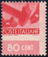 1945 - 80 Cent. Democratica, Dentellatura Fortemente Spostata Nei Due Sensi (549u), Gomma Integra, P... - Andere & Zonder Classificatie
