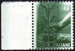 1946 - 1 Lira Democratica, Ampia Macchia Di Colore Di Stampa Sul Francobollo (550), Bordo Di Foglio,... - Autres & Non Classés