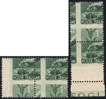 1945 - 1 Lira Democratica, Dentellatura Fortemente Sposata Nei Due Sensi (550va), Una Coppia Orizzon... - Other & Unclassified