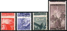 1946 - 3 Lire, 6 Lire, 10 Lire, 50 Lire Democratica, Dentellatura Orizzontale Fortemente Spostata (5... - Autres & Non Classés