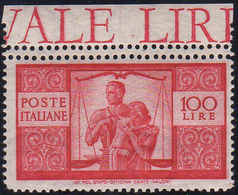 1946 - 100 Lire Democratica, Dent. 14 X 14 1/4, Doppia Dentellatura Orizzontale (Sass. Spec. 23/IIEb... - Autres & Non Classés