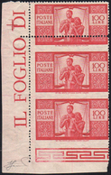 1946 - 100 Lire Carminio Vivo Democratica, Coppia Verticale Non Dentellata Al Centro E In Basso Con ... - Other & Unclassified