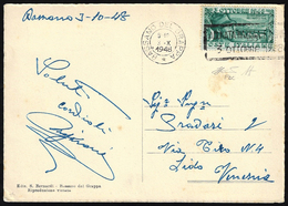 1948 - 15 Lire Bassano (592), Perfetto, Su Cartolina Da Bassano Del Grappa 3/10/1948, Annullo A Targ... - Other & Unclassified