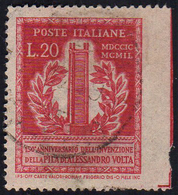 1949 - 20 Lire Volta, Dent. 13 1/4 X 14, Non Dentellato A Destra (611/Id), Bordo Di Foglio, Usato, P... - Other & Unclassified