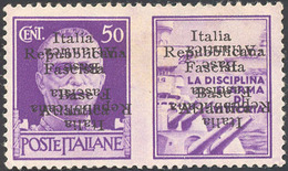 BASE ATLANTICA 1943 - 50 Cent. Marina, Doppia Soprastampa Di Cui Una Capovolta (20a), Senza Gomma, P... - Unclassified