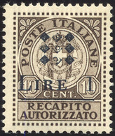 GUIDIZZOLO 1945 - 1 Lire Su 10 Cent. (1), Gomma Integra, Perfetto. Raybaudi.... - Zonder Classificatie
