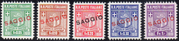 CAMPIONE D'ITALIA 1944 - Stemma, I Tiratura, Soprastampati "saggio" (1a/5a, Nota), Gomma Integra, Pe... - Zonder Classificatie