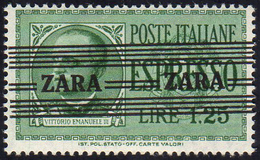 OCC. TEDESCA ZARA ESPRESSI 1943 - 1,25 Lire Soprastampato, Soprastampa Obliqua (E3), Gomma Originale... - Andere & Zonder Classificatie