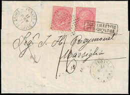 TUNISI 1871 - 40 Cent. De La Rue (T20), Due Esemplari, Perfetti Su Lettera Da Tunisi 11/1/1871 Per L... - Emissions Générales