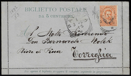 1896 - 20 Cent. Umberto I (5), Piega, Su Biglietto Postale D'Italia Da 5 Cent. Da Padova 1/3/1896 A ... - Eritrea