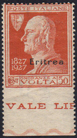 1927 - 50 Cent. Volta, Non Dentellato In Basso (121ha), Nuovo, Gomma Originale Integra, Perfetto. Ra... - Eritrea