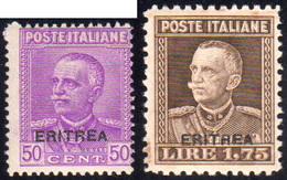 1928/29 - Parmeggiani Soprastampati "Eritrea" (136/137), Gomma Integra, Perfetti.... - Erythrée