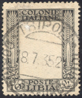 1924 - 10 Cent. Pittorica, Senza La Stampa Al Centro (47ad), Usato A Tripoli, Piccolo Punto Di Assot... - Libia