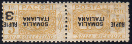 PACCHI POSTALI 1923 - 3 R. Su 3 Lire Giallo, Soprastampa Capovolta (28a), Gomma Originale Integra, P... - Somalia