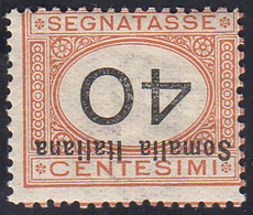 SEGNATASSE 1926 - 40 Cent. Soprastampa E Cifra Capovolte (45a), Nuovo, Gomma Originale Integra, Perf... - Somalia