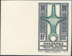 GHADAMES POSTA AEREA 1949 - 100 Fr. Grigio E Verde, ERRORE DI COLORE, Non Dentellato (A6/ID), Bordo ... - Other & Unclassified