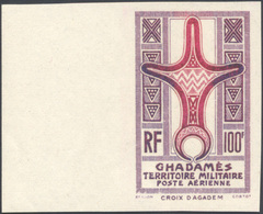 GHADAMES POSTA AEREA 1949 - 100 Fr. Lilla E Rosa, ERRORE DI COLORE, Non Dentellato (A6/IH), Bordo Di... - Other & Unclassified