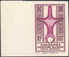 GHADAMES POSTA AEREA 1949 - 100 Fr. Violetto E Lilla, ERRORE DI COLORE, Non Dentellato (A6/II), Bord... - Other & Unclassified