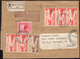 SOMALIA AFIS POSTA AEREA 1954 - 10 S. Arancio, Striscia Di Tre E Coppia, 30 Cent. Bruno E 5 Cent. Ro... - Other & Unclassified