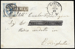1863 - 15 Cent. Litografico, II Tipo (A10), Perfetto, Su Busta Da San Marino 23/8/1863, Lineare In C... - Otros & Sin Clasificación