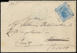 1873 - 20 Cent. Azzurro (F11T), Perfetto, Su Busta Da San Marino 15/2/1875, Doppio Cerchio Azzurro E... - Andere & Zonder Classificatie