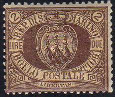 1894 - 2 Lire Stemma (21), Discreta Centratura, Gomma Integra, Perfetto. G.Bolaffi.... - Otros & Sin Clasificación