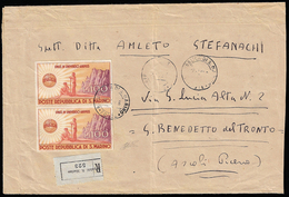 1946 - 100 Lire UNRRA (296), Coppia, Perfetta, Su Busta Raccomandata Da San Marino A S. Benedetto De... - Other & Unclassified