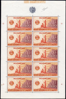 1946 - 1.000 Lire UNRRA, Minifoglio Di 10 Esemplari (6), Perfetto, Gomma Originale, Integra. Present... - Blocks & Sheetlets