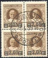 1937 - 2,05 Su 2 Lire Provvisoria, II Tiratura (37), Blocco Di Quattro, Usato, Perfetto. Cert. Diena... - Other & Unclassified