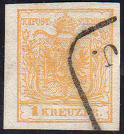 AUSTRIA 1850 - 1 K. Giallo (1), Usato, Perfetto. Molto Bello.... - Europe (Other)