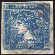 AUSTRIA FRANCOBOLLI PER GIORNALI 1851 - 0,6 K. Mercurio Azzurro, III Tipo (1b), Usato, Perfetto. Ray... - Andere-Europa