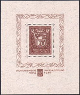 LIECHTENSTEIN FOGLIETTI 1934 - 5 Fr. Vaduz, Foglietto (BF1), Gomma Integra, Perfetto. Bello! Cert. E... - Otros - Europa