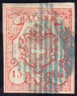 SVIZZERA 1852 - 15 Cent. Rayon III (24), Usato, Perfetto. Fiecchi, Cert. Raybaudi.... - Europe (Other)