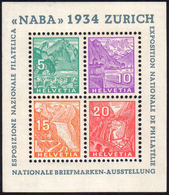 SVIZZERA FOGLIETTI 1934 - NABA, Foglietto (BF1), Gomma Integra, Perfetto. Cert. A.Diena.... - Europe (Other)