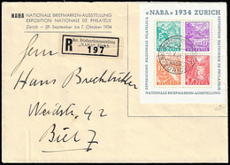 SVIZZERA FOGLIETTI 1934 - NABA, Foglietto (BF1), Perfetto Su Busta Raccomandata Da Zurigo 3/10/1934 ... - Europe (Other)