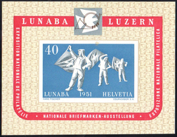 SVIZZERA FOGLIETTI 1951 - LUNABA, Foglietto (BF14), Gomma Integra, Perfetto. Bello.... - Europe (Other)