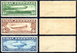 STATI UNITI POSTA AEREA 1930 - Zeppelin, Serie Completa (A13/15), Gomma Originale, Perfetti. Cert. S... - Autres & Non Classés