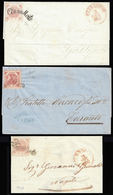 NAPOLI 1860/1861 - Tre Lettere, Tutte Affrancate Con 2 Grana, Con Annulli A Svolazzo Differenti.... - Andere & Zonder Classificatie