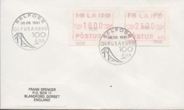 3444  Carta . SELFOSS (Island) 1991. Olfusarbru. Automaten Stamp, ATM - Lettres & Documents