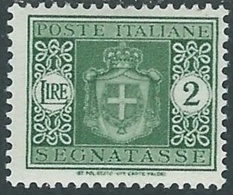 1945 LUOGOTENENZA SEGNATASSE 2 LIRE SENZA FILIGRANA MH * - RB8-9 - Postage Due